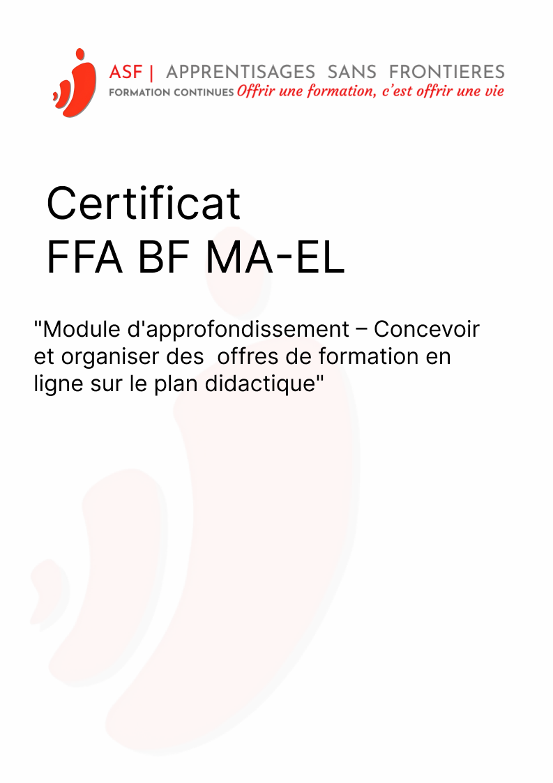 Certificat FFA BF MA-EL