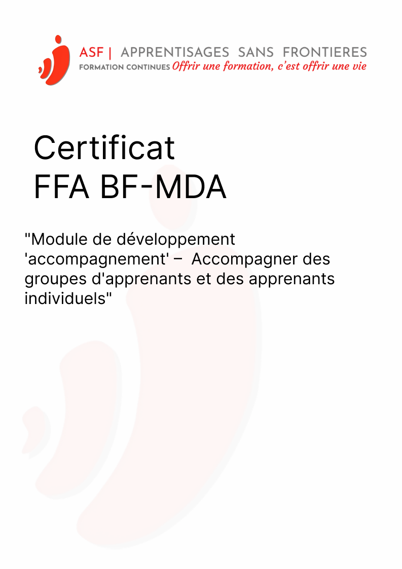 Certificat FFA BF MDA