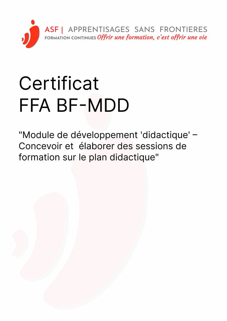 Certificat FFA BF MDD