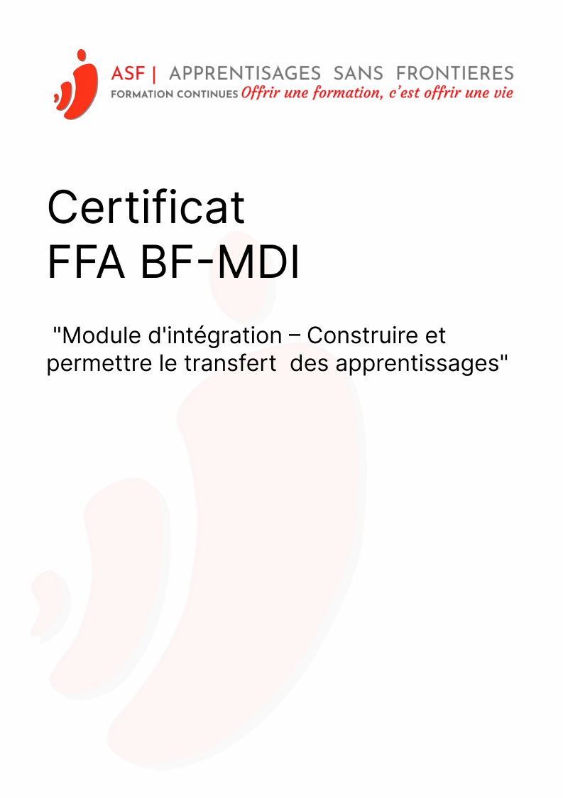 Certificat FFA BF MDI